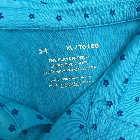 Under Armour Men's Light Blue Floral Patterned Golf Polo, Size XL - Picture 3 of 5